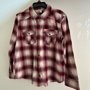 Women’s Western Plaid Button-Down Shirt| Medium